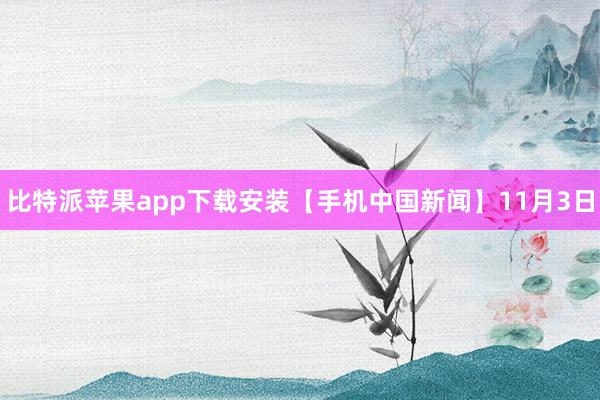 比特派苹果app下载安装　　【手机中国新闻】11月3日
